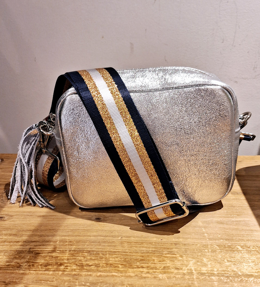 Leather Italian Crossbody Tassle Handbag and Free Extra Strap