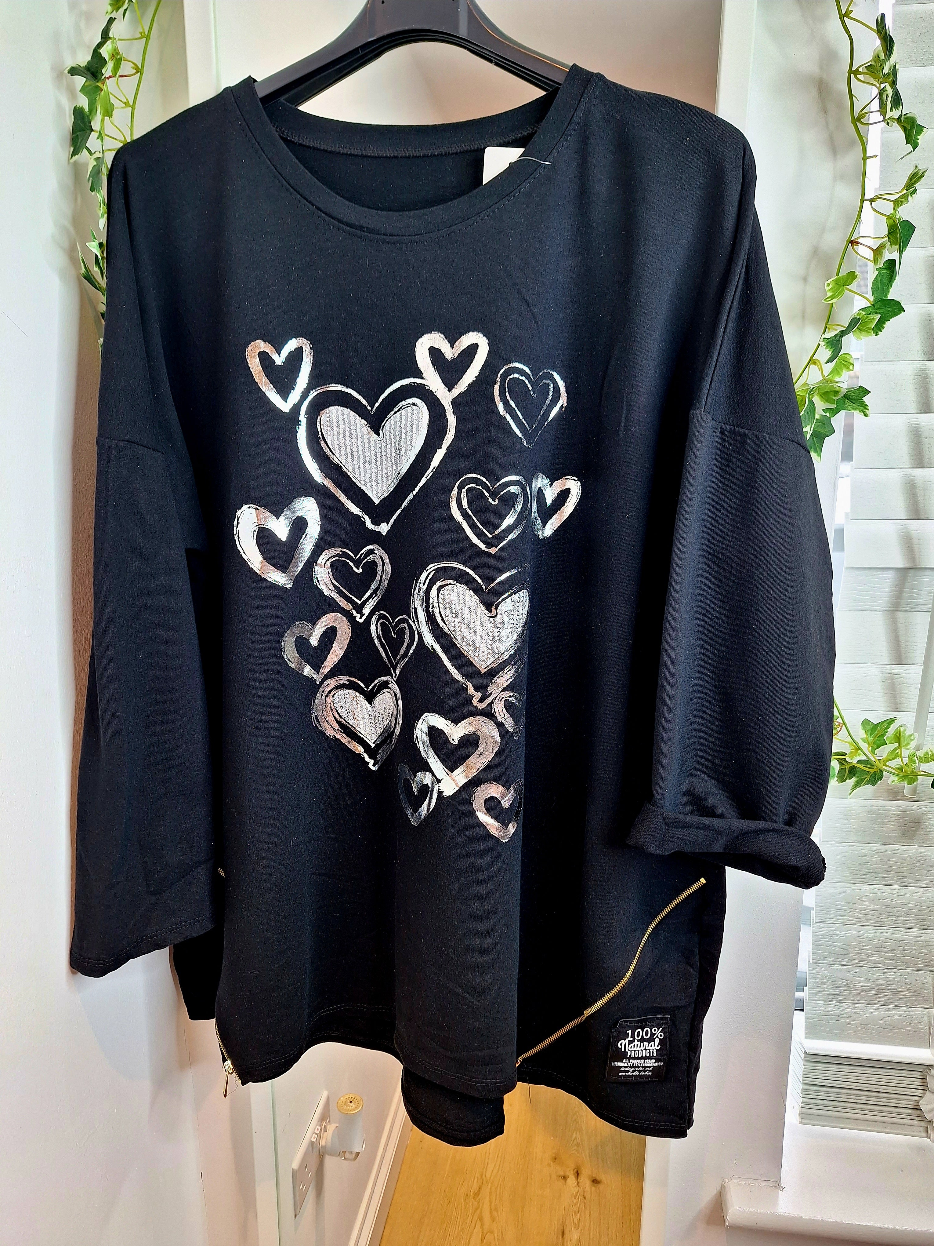 New multi Heart Glitter Sweatshirt