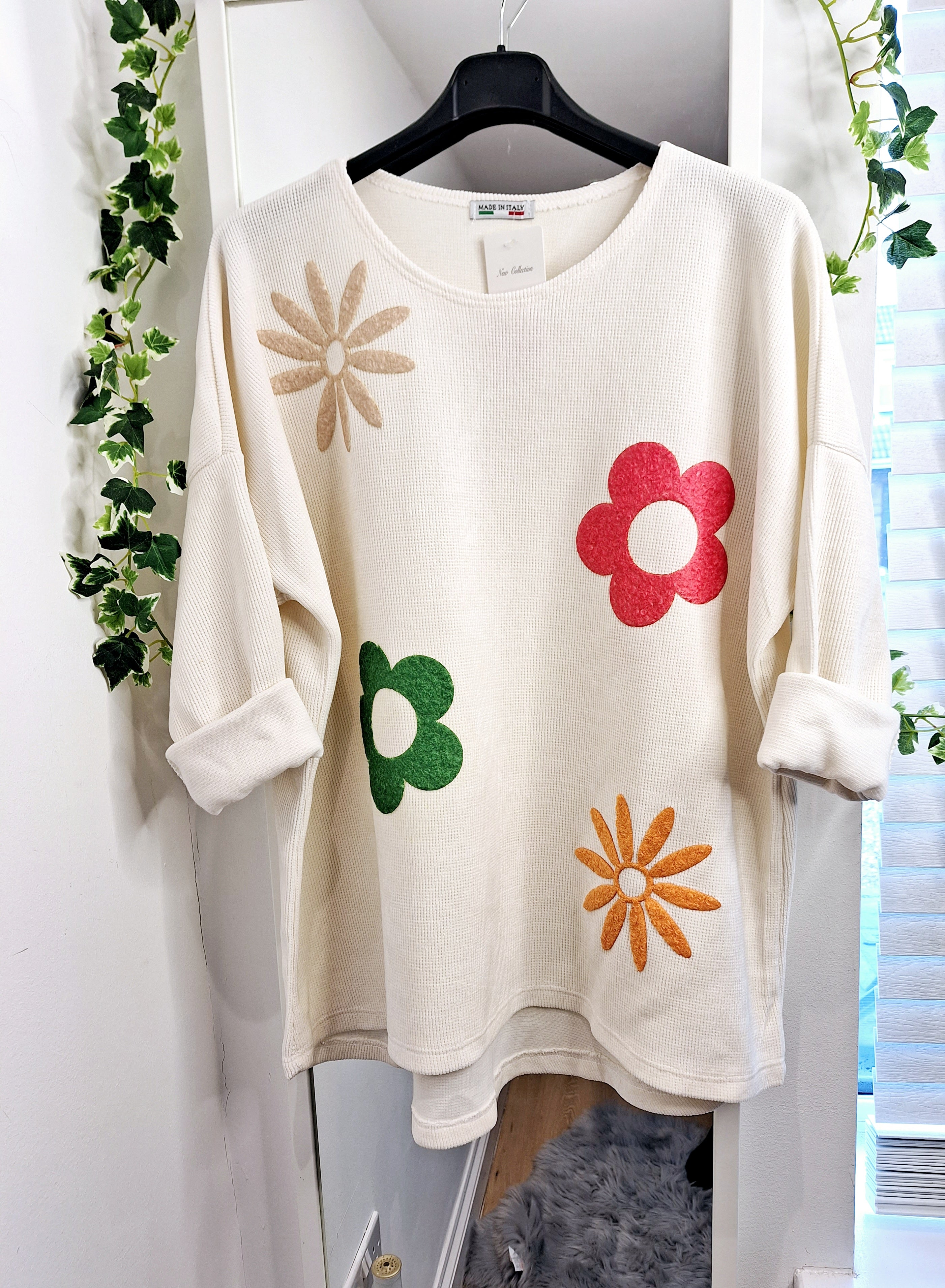 New Flower Top Super Soft Sweatshirt and Khaki Magic Trousers