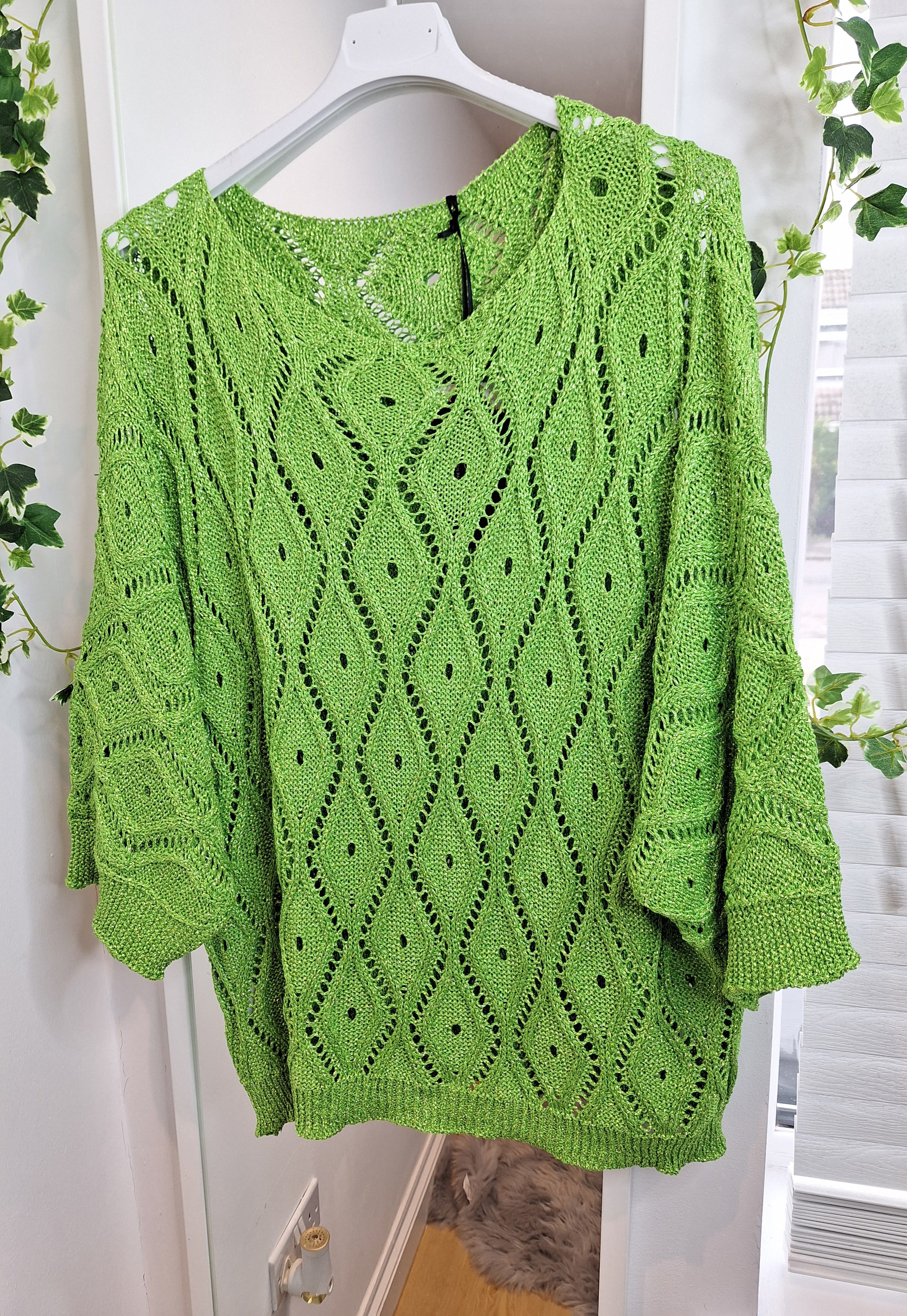 New Glitter Emerald or Royal Blue Crochet Knit