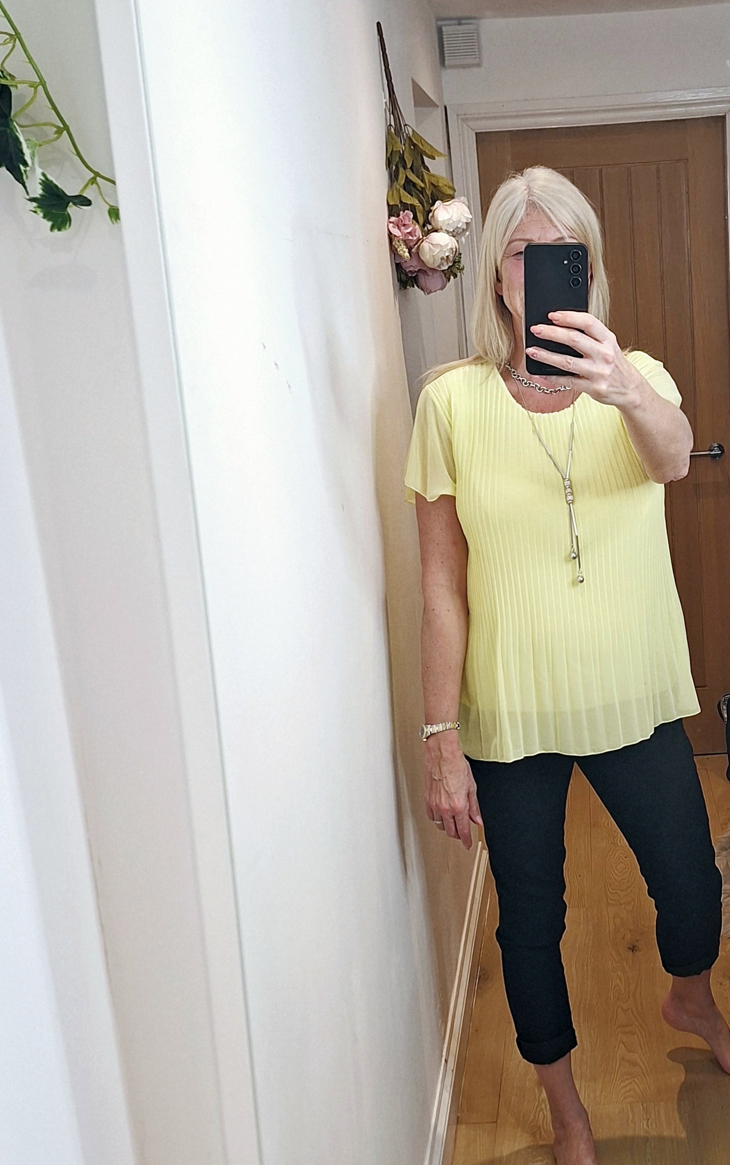 New Spring Pleat Blouse and Necklace