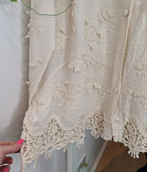 New Holly Oatmeal or White Lux Crochet Shirt