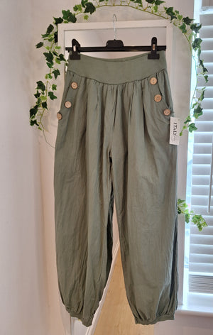 New Button Trousers White, Black, Stone, Blue, Khaki