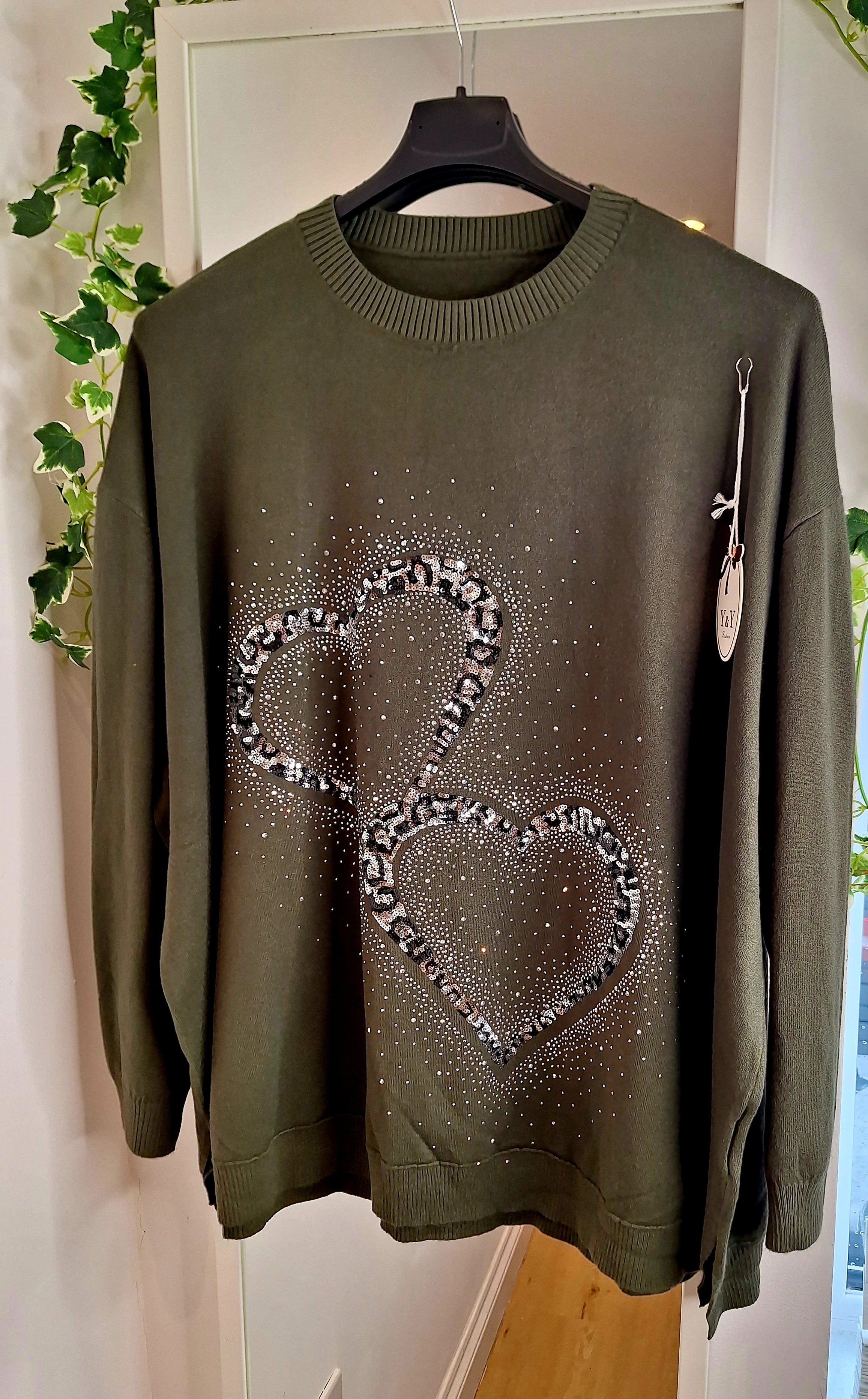 New stunning double Heart Sequin Soft Knit Intro price Special