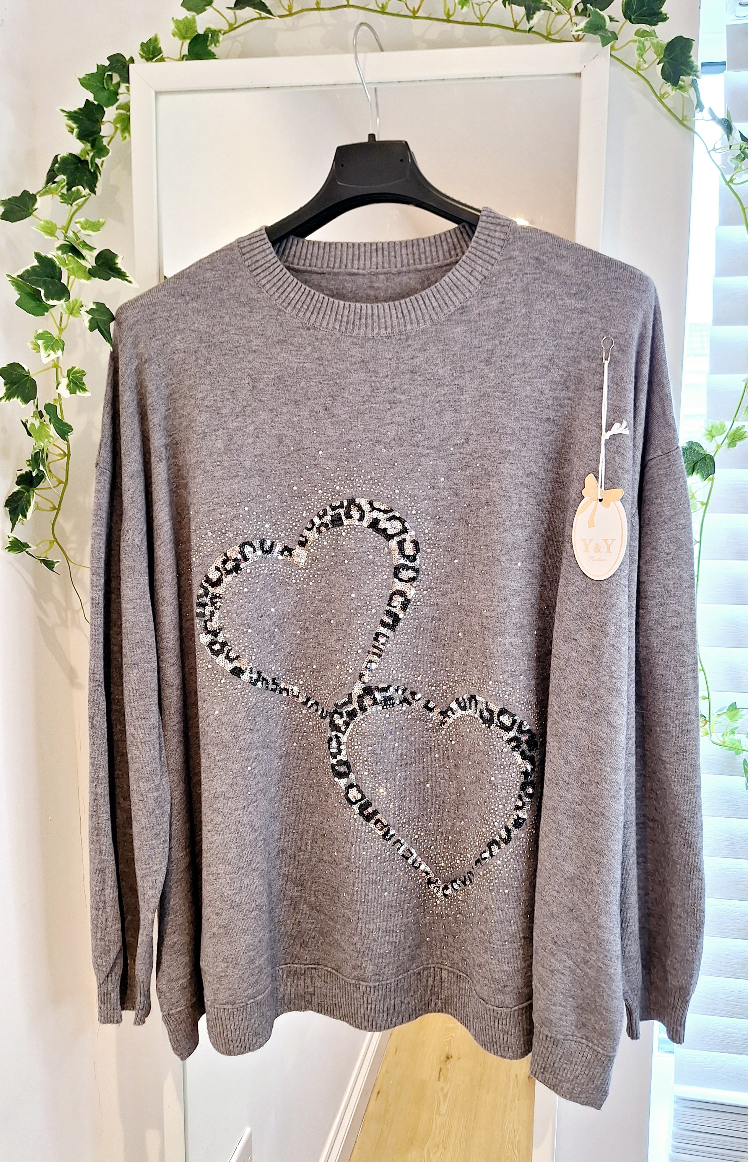 New stunning double Heart Sequin Soft Knit Intro price Special