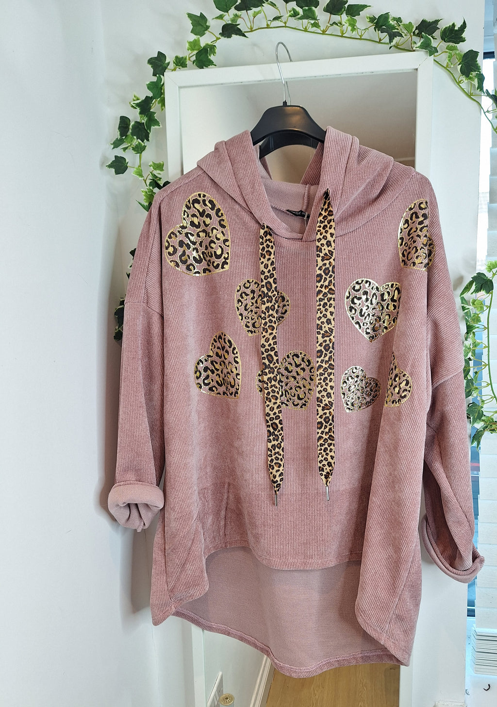 New Lux Leopard Heart Hoodie intro price