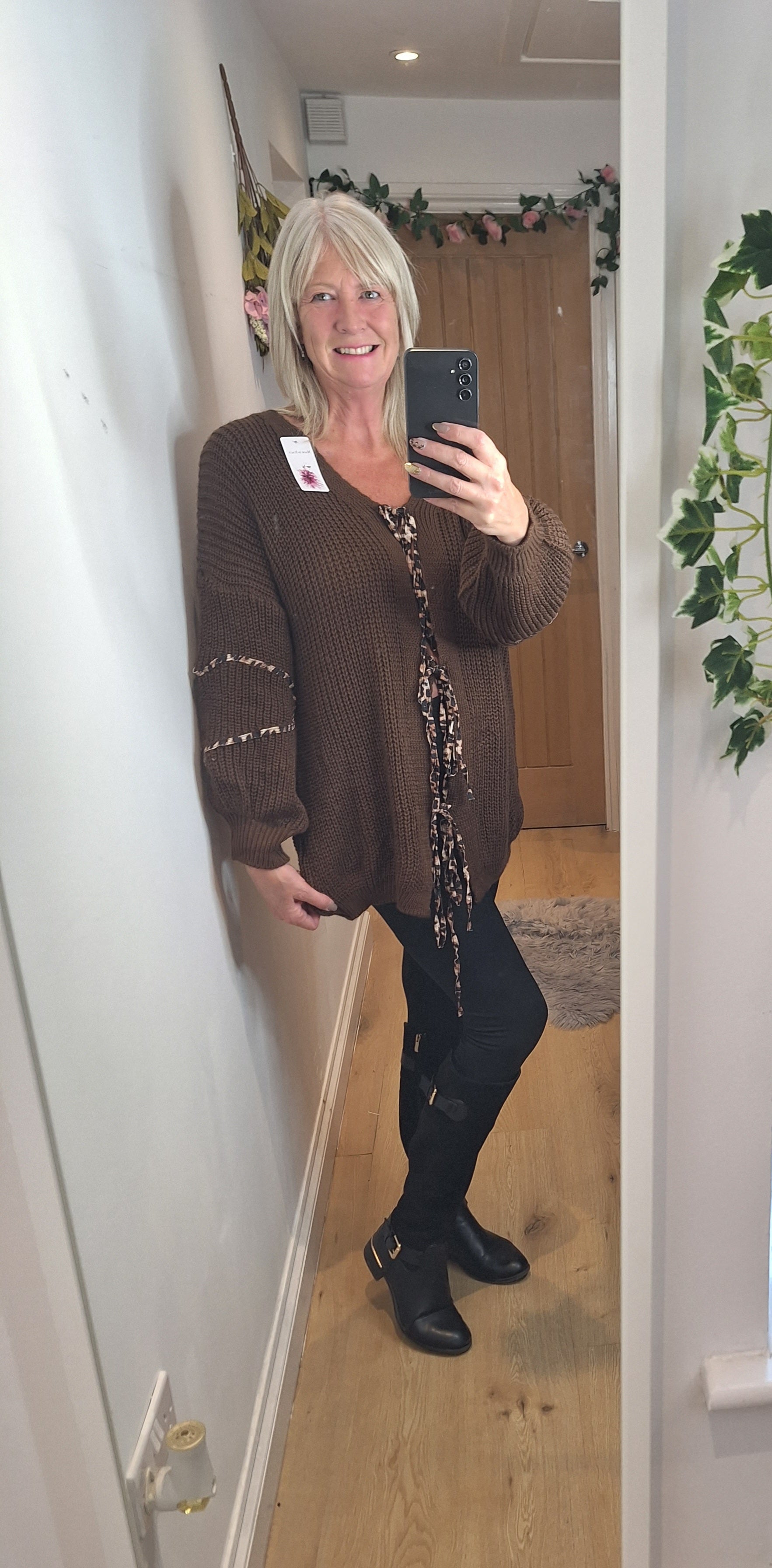 New Chocolate Brown Love Heart Cardigan