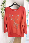 New Red Sequin Reindeer Soft Knit