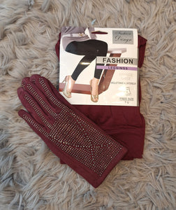 Burgundy Lux Gloves and Leggings Set