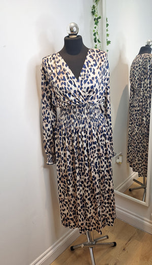 New Navy Leopard non iron Dress