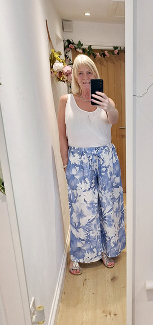 Plus Size Floral Palazzo Trousers