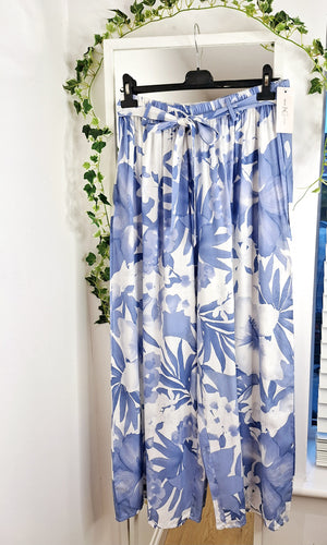 Plus Size Floral Palazzo Trousers