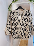 Crochet Black and Beige Cardigan