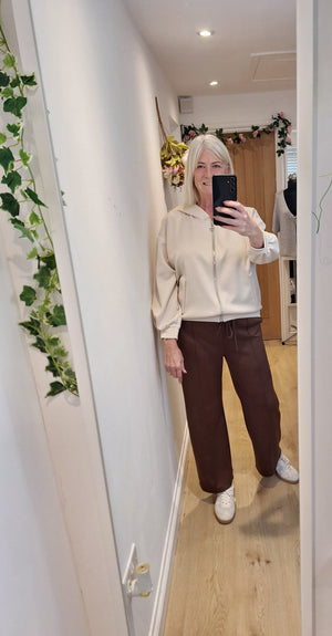 New Pocket Pleat Drawstring Trousers Chocolate, Black, Beige, Burgundy,  Navy