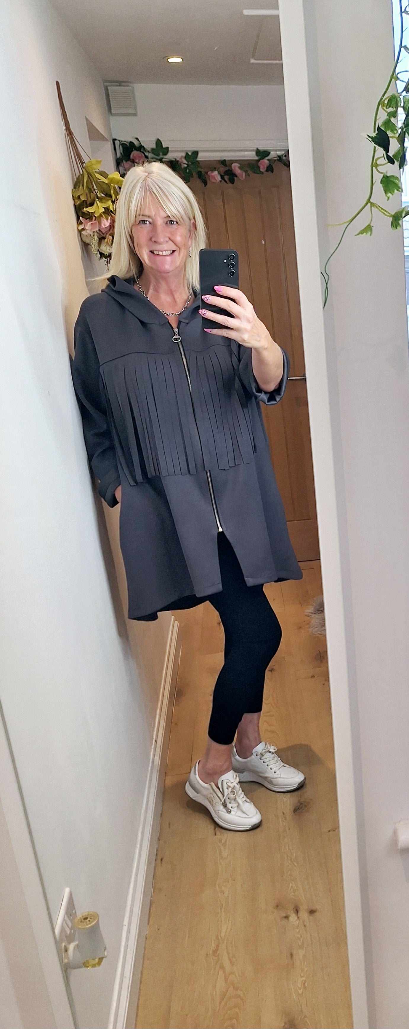 New Grey Fringe pockets Jacket