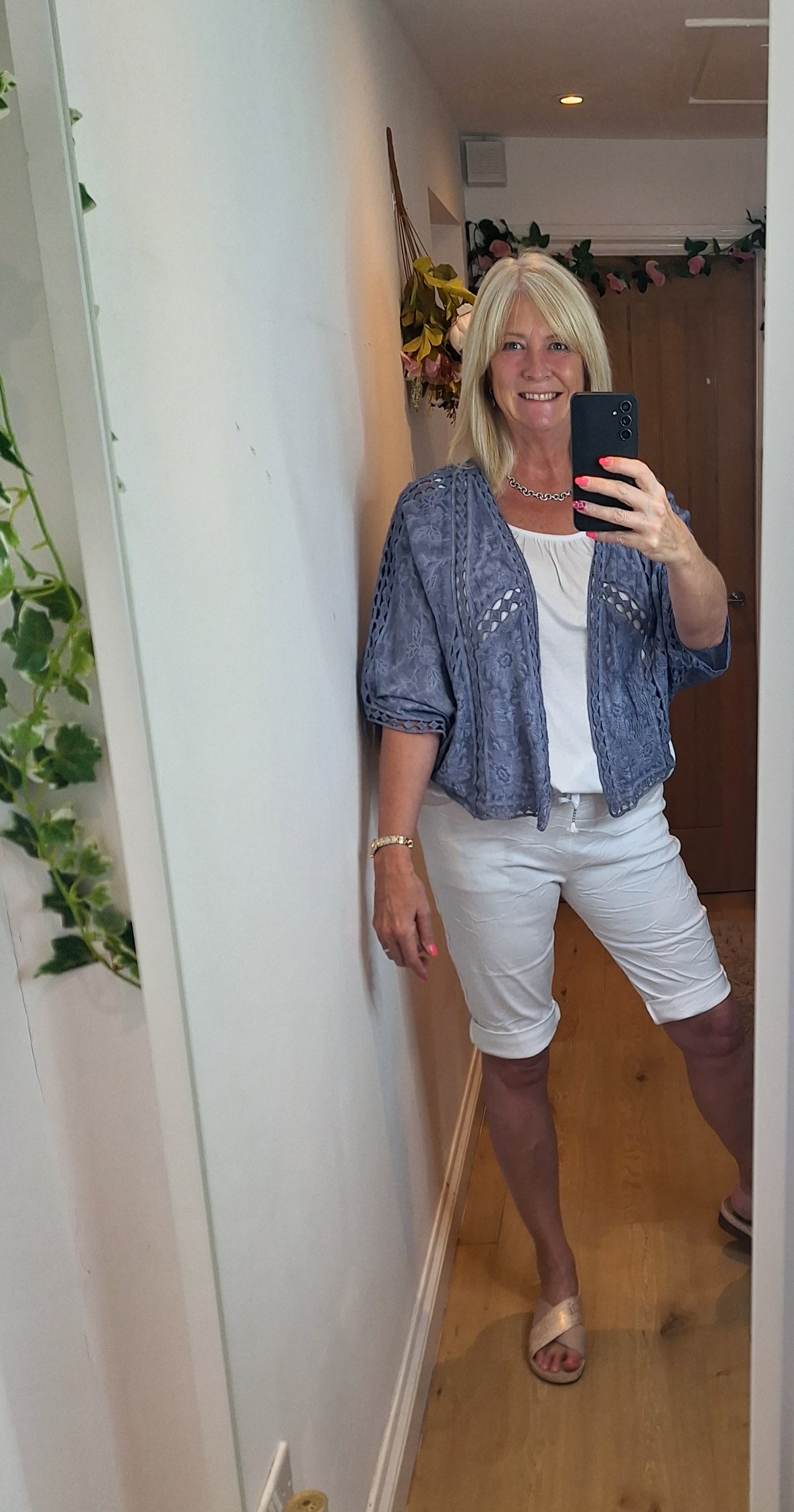 New  Embroidered Shrugs Blue or White