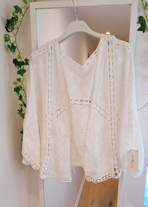 New  Embroidered Shrugs Blue or White