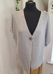 New Silver or Blue Metallic Fleck Lux Gold Button Cardigan