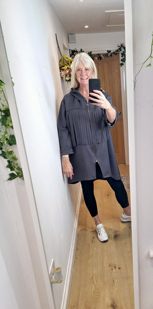 New Grey Fringe pockets Jacket