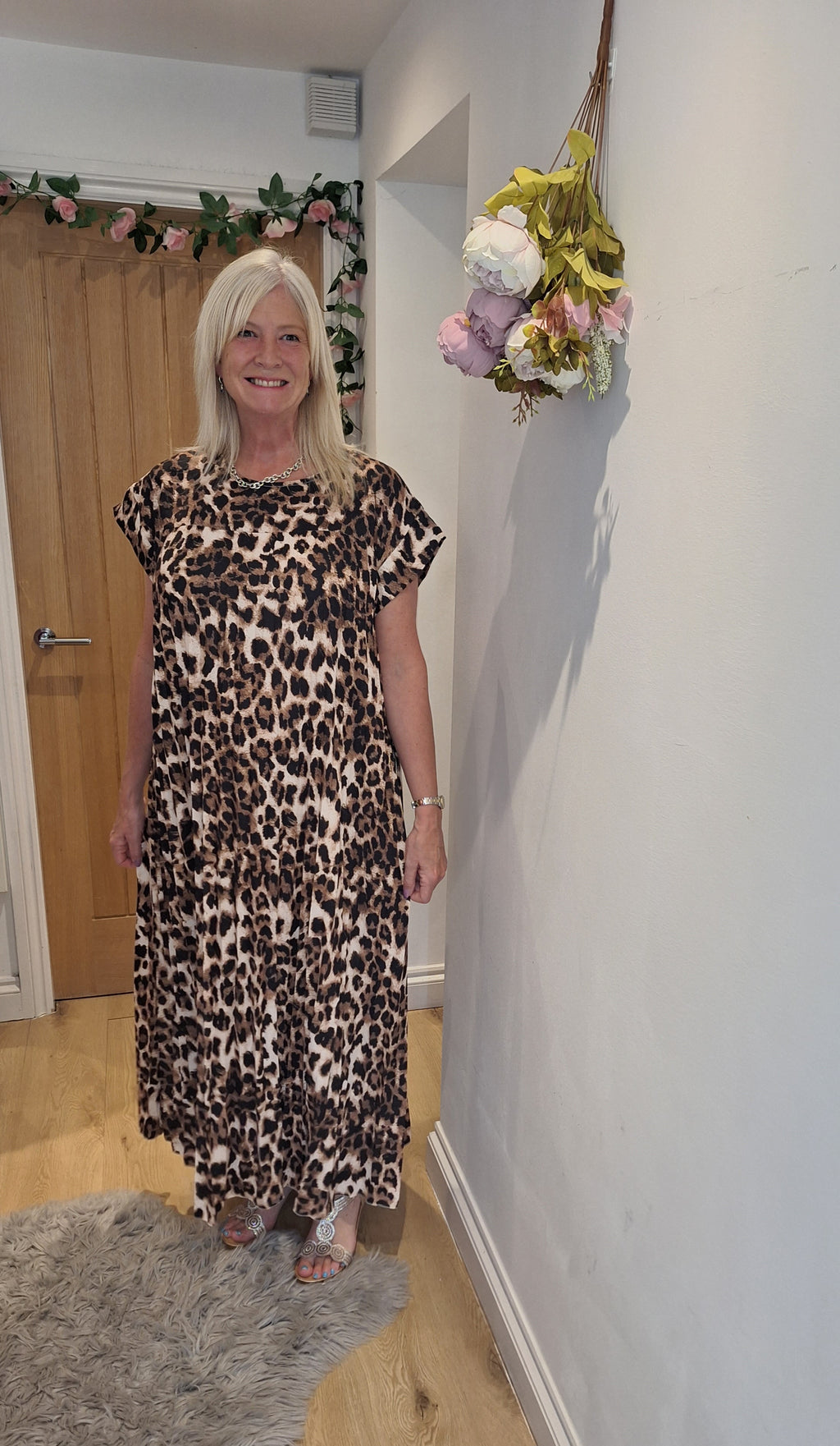 Stunning Leopard Pleat Pocket Dress