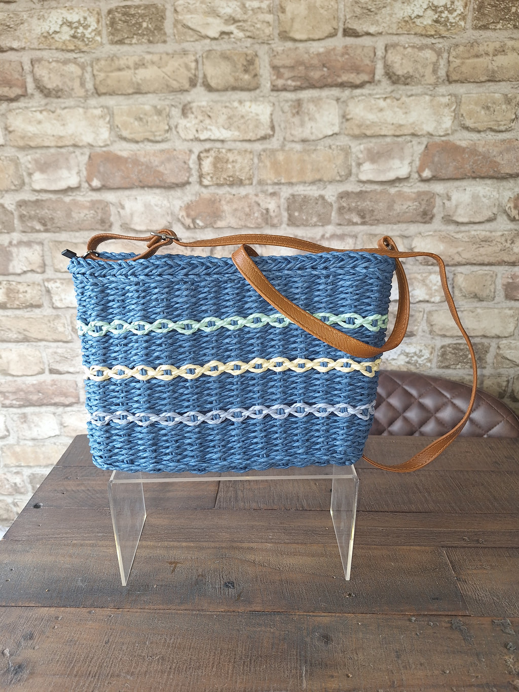 New Denim Blue Premium Straw Bag