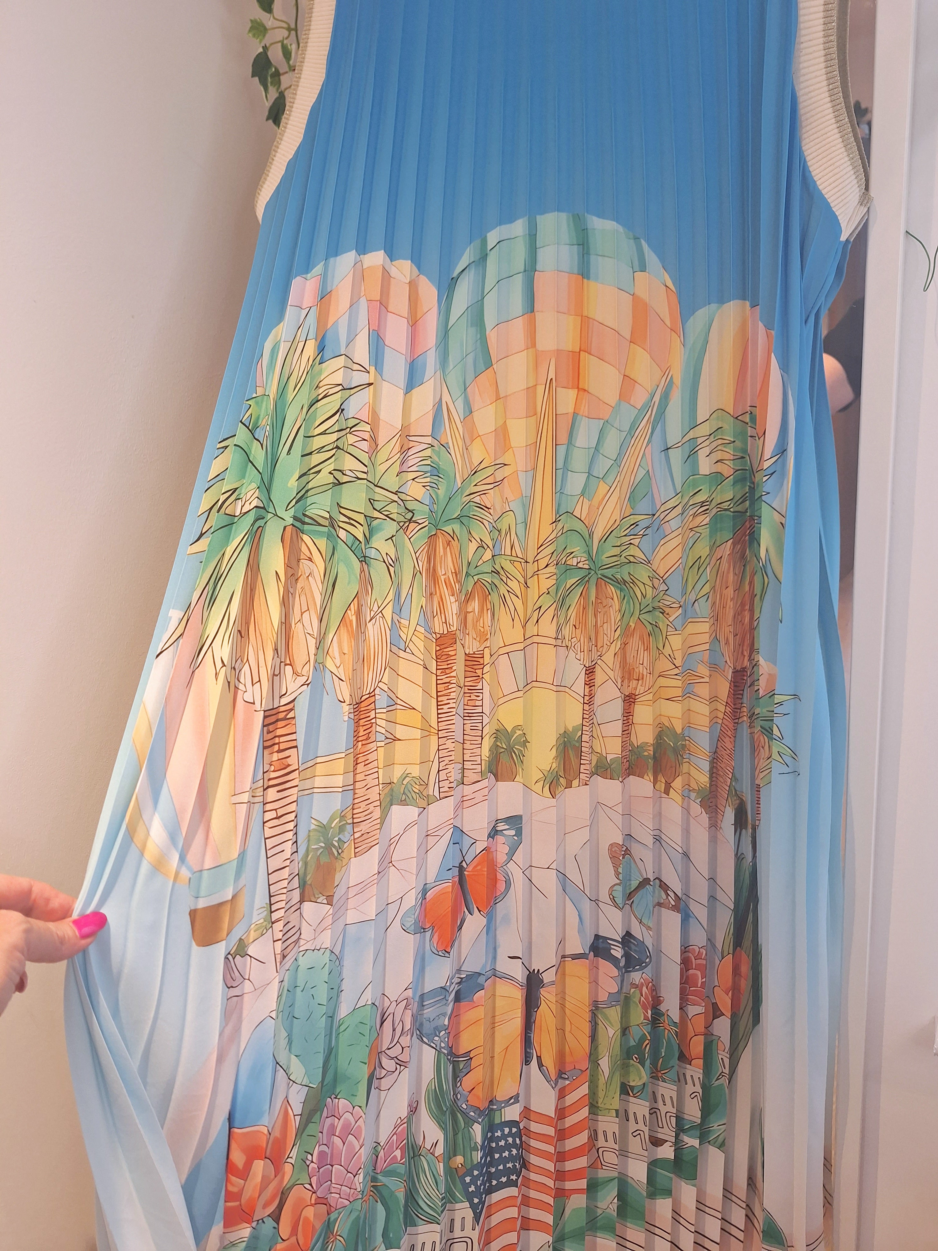 New Pleat Tropical Dress