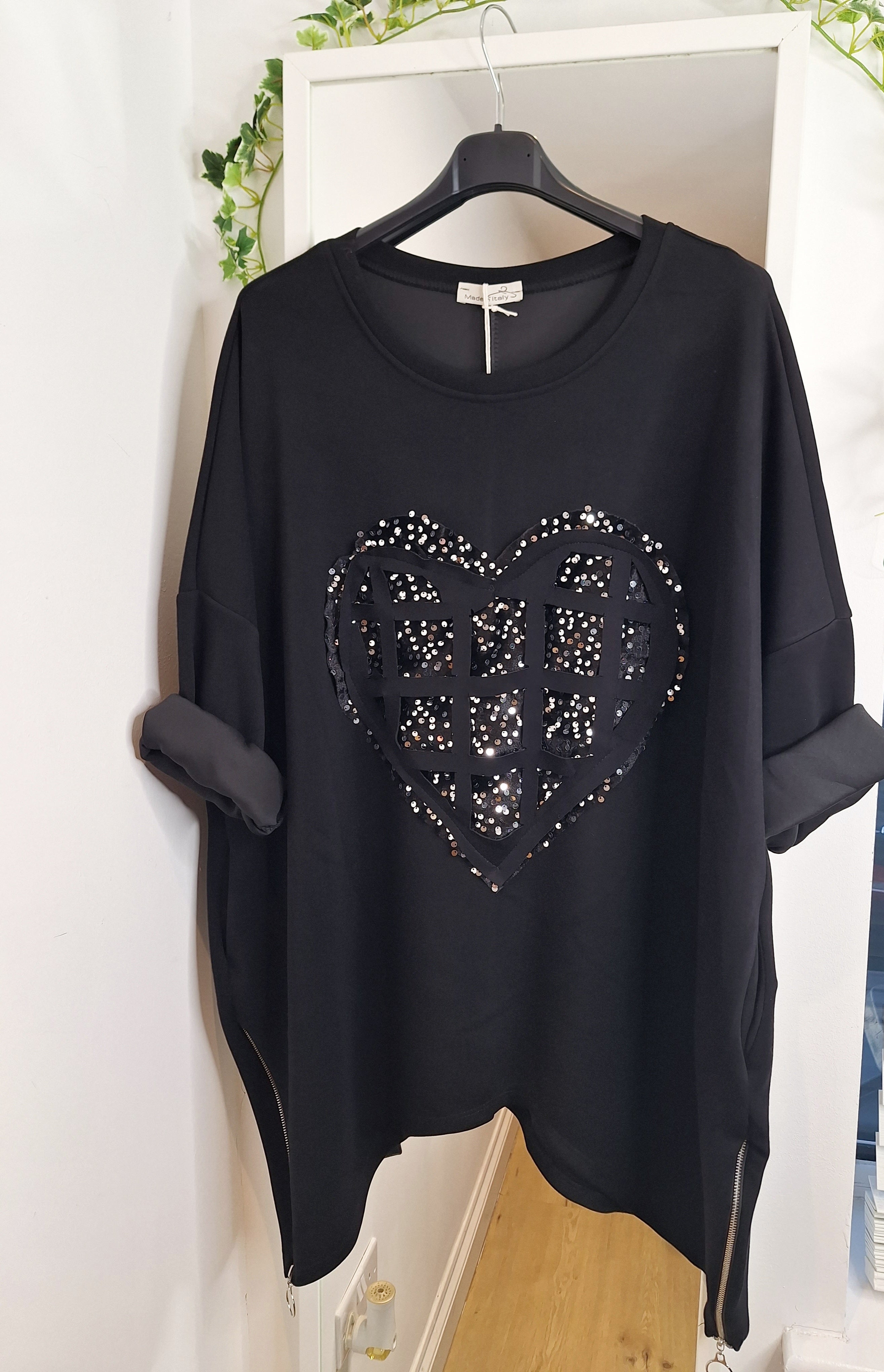 New Oversize Heart Sweatshirt.  Black or Burgundy