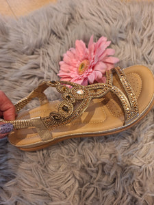 New Gold Crystal Sandals