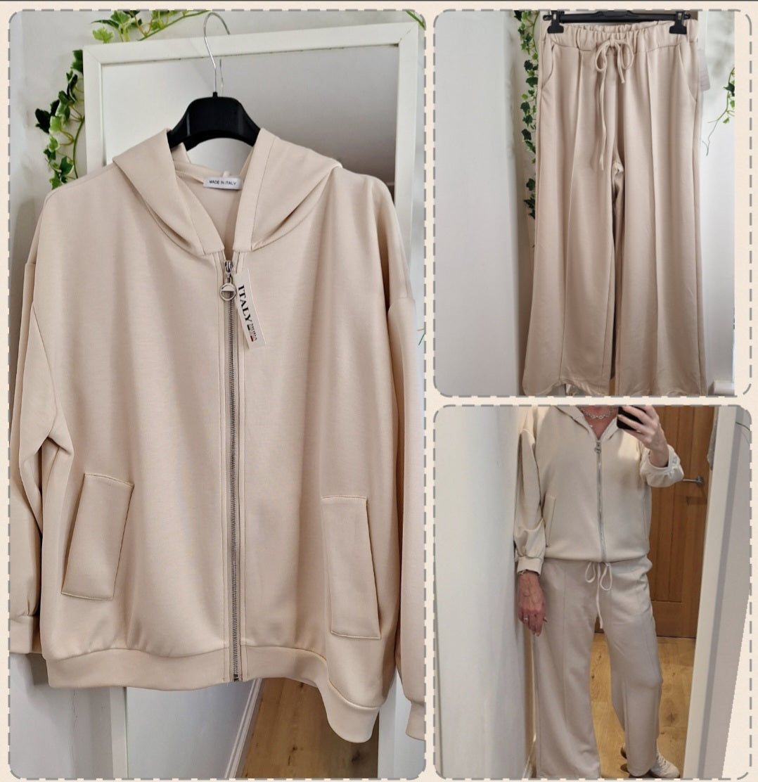 NEW SET - Pocket Pleat Drawstring Trousers and Oatmeal Hoodie
