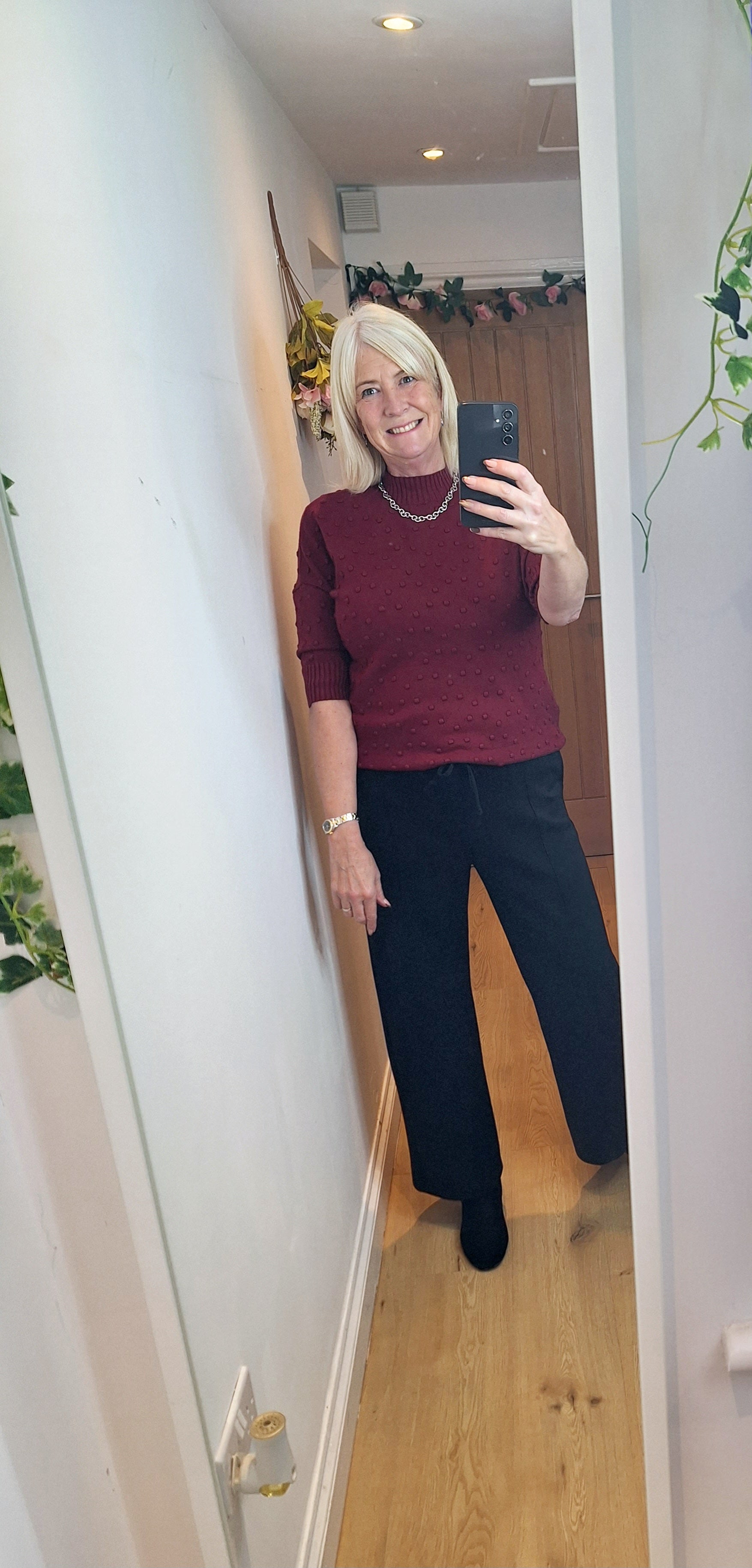 New Lux Bobble Knit Larger Burgundy or Black