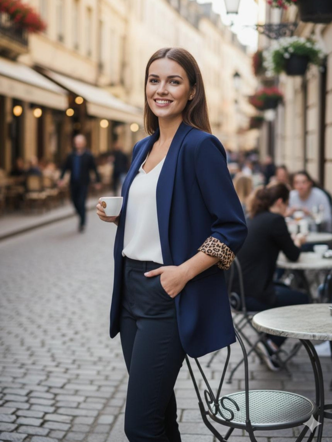 New Navy Leopard Trim Blazer intro price