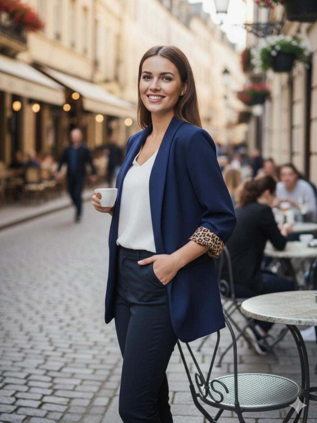 New Navy Leopard Trim Blazer intro price
