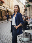 New Navy Leopard Trim Blazer intro price