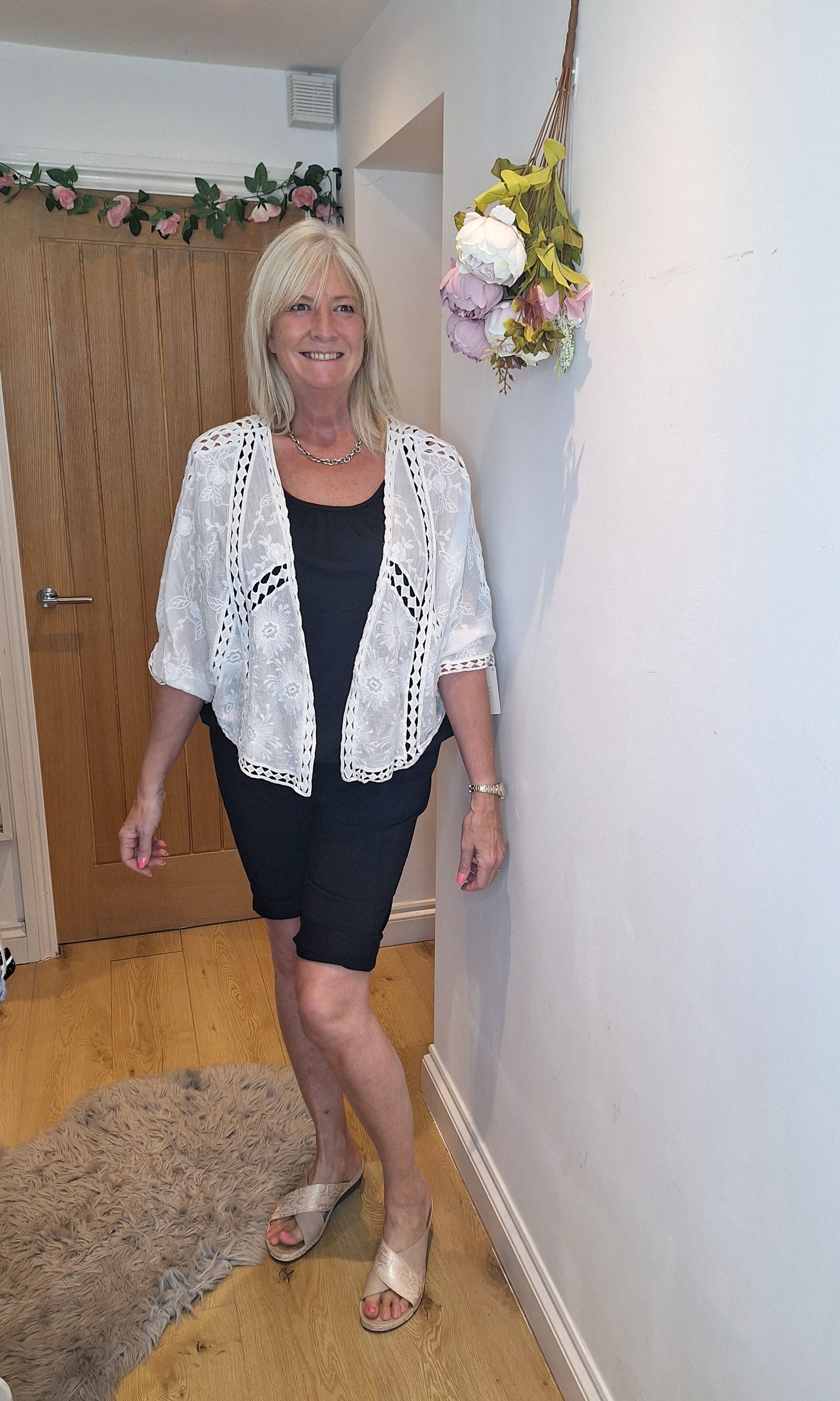 New  Embroidered Shrugs Blue or White