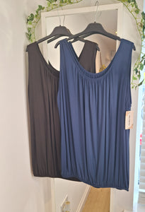 Bubble Vest Top Plus size set of 2 Brown and Navy