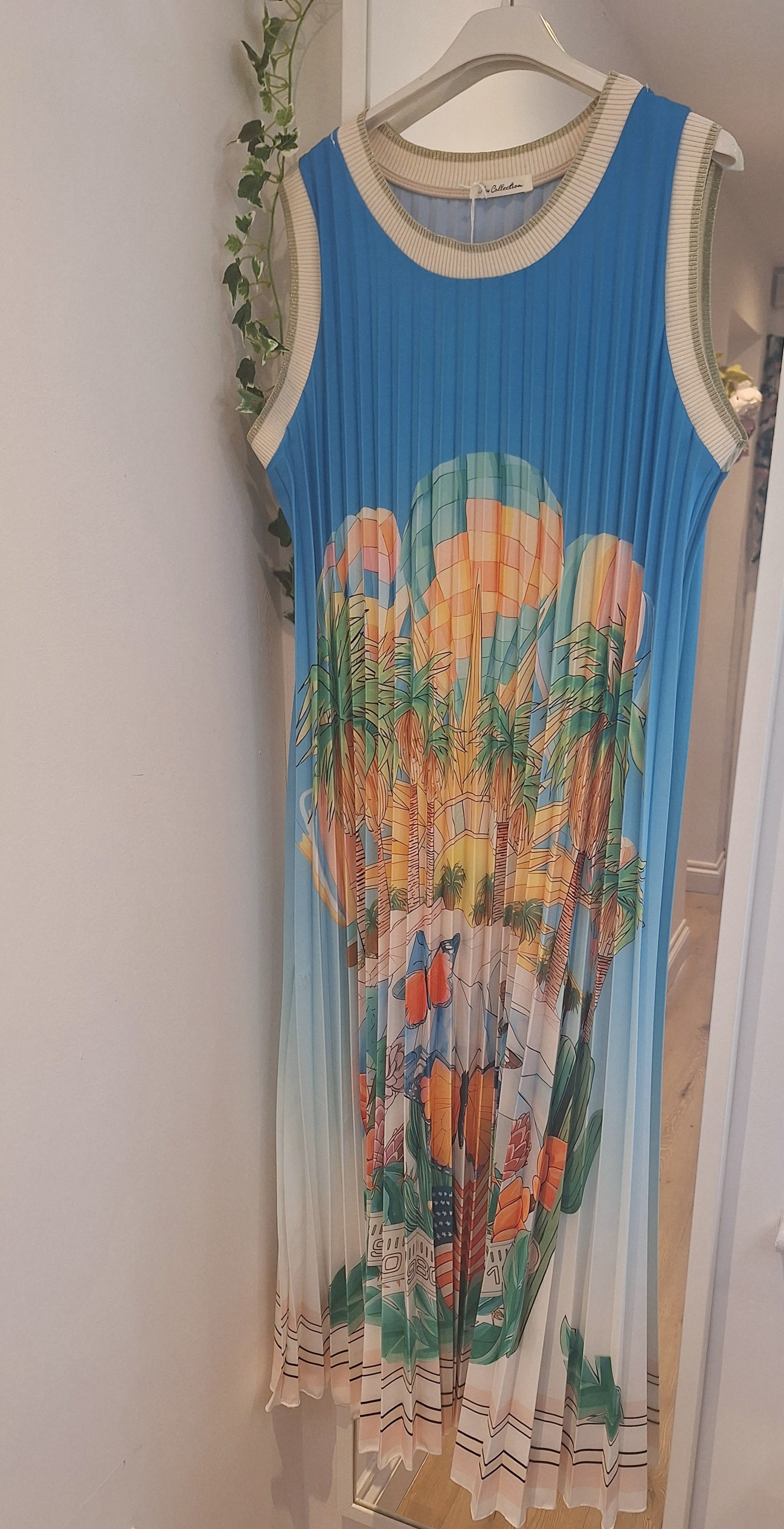 New Pleat Tropical Dress