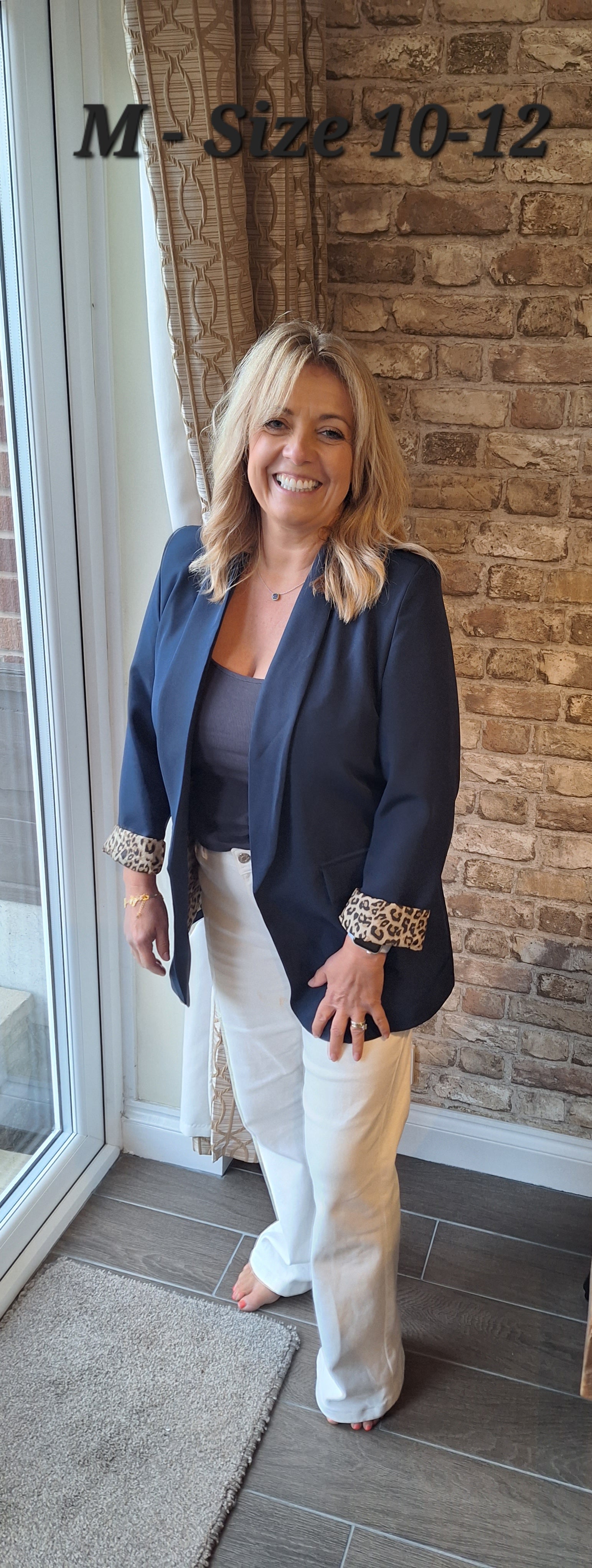New Navy Leopard Trim Blazer intro price