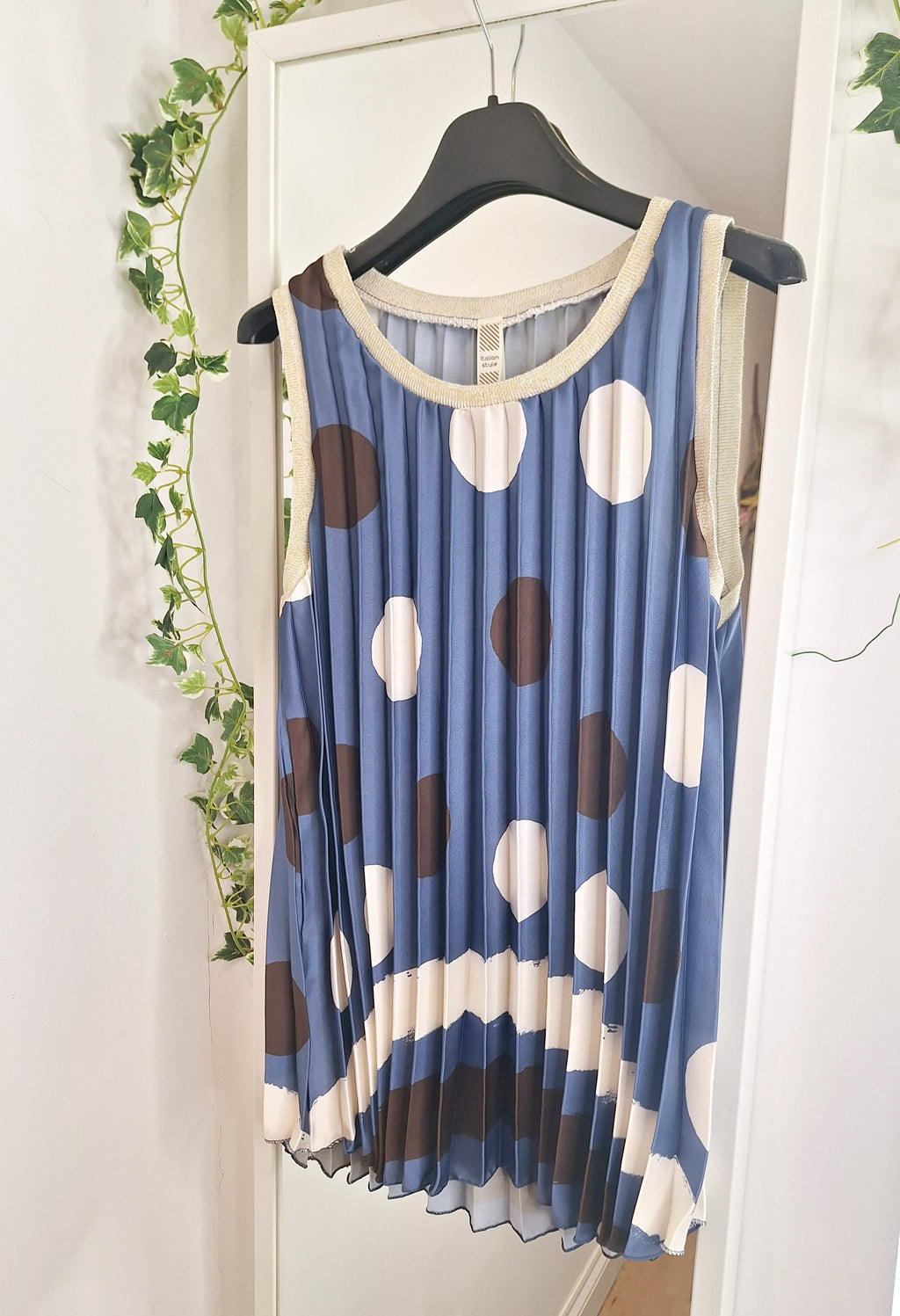 New Dotty Pleat Blouse Blue