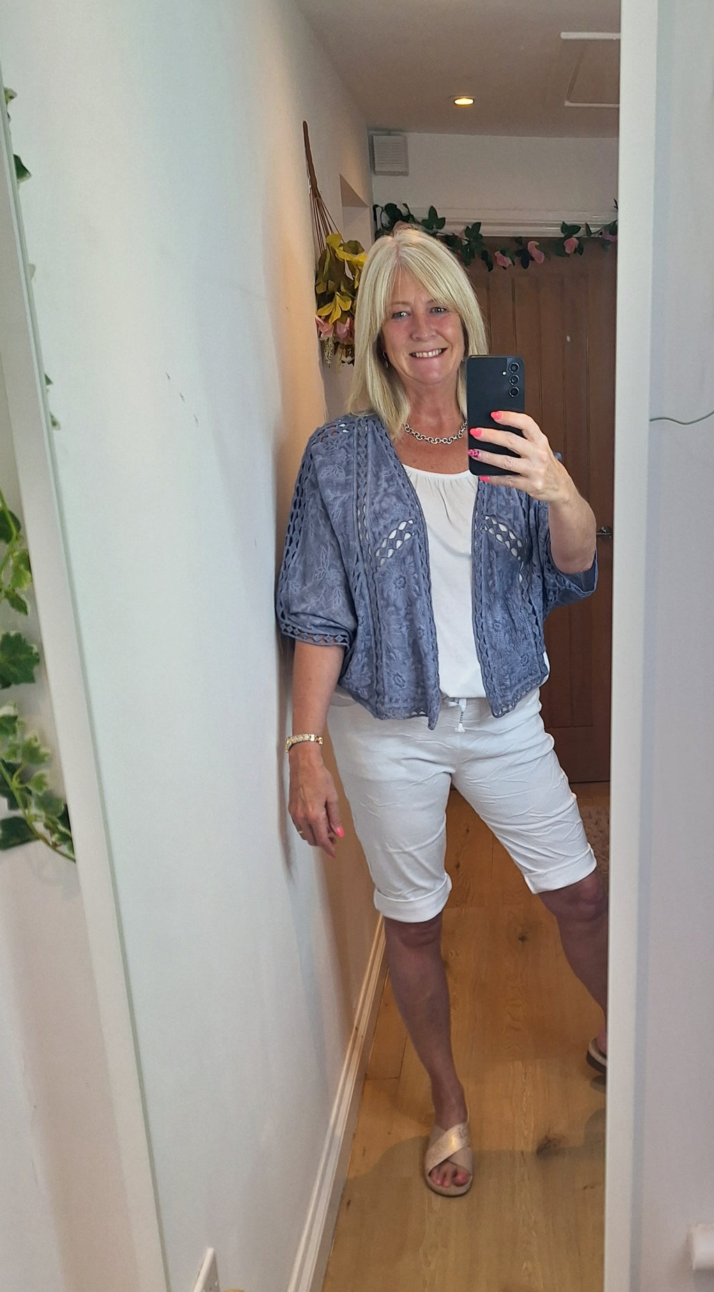 New  Embroidered Shrugs Blue or White