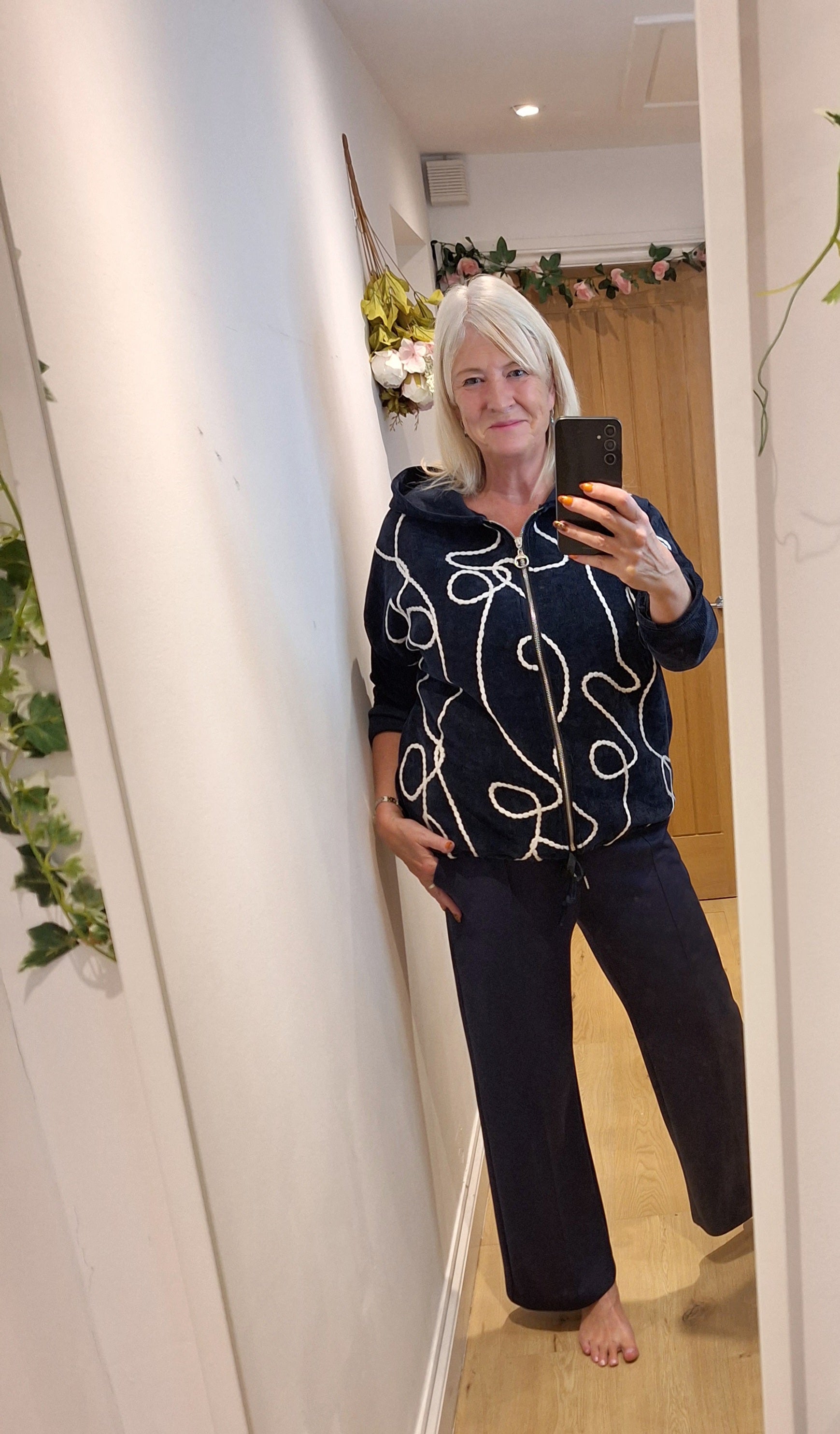 New Swirl Navy soft Cord jacket