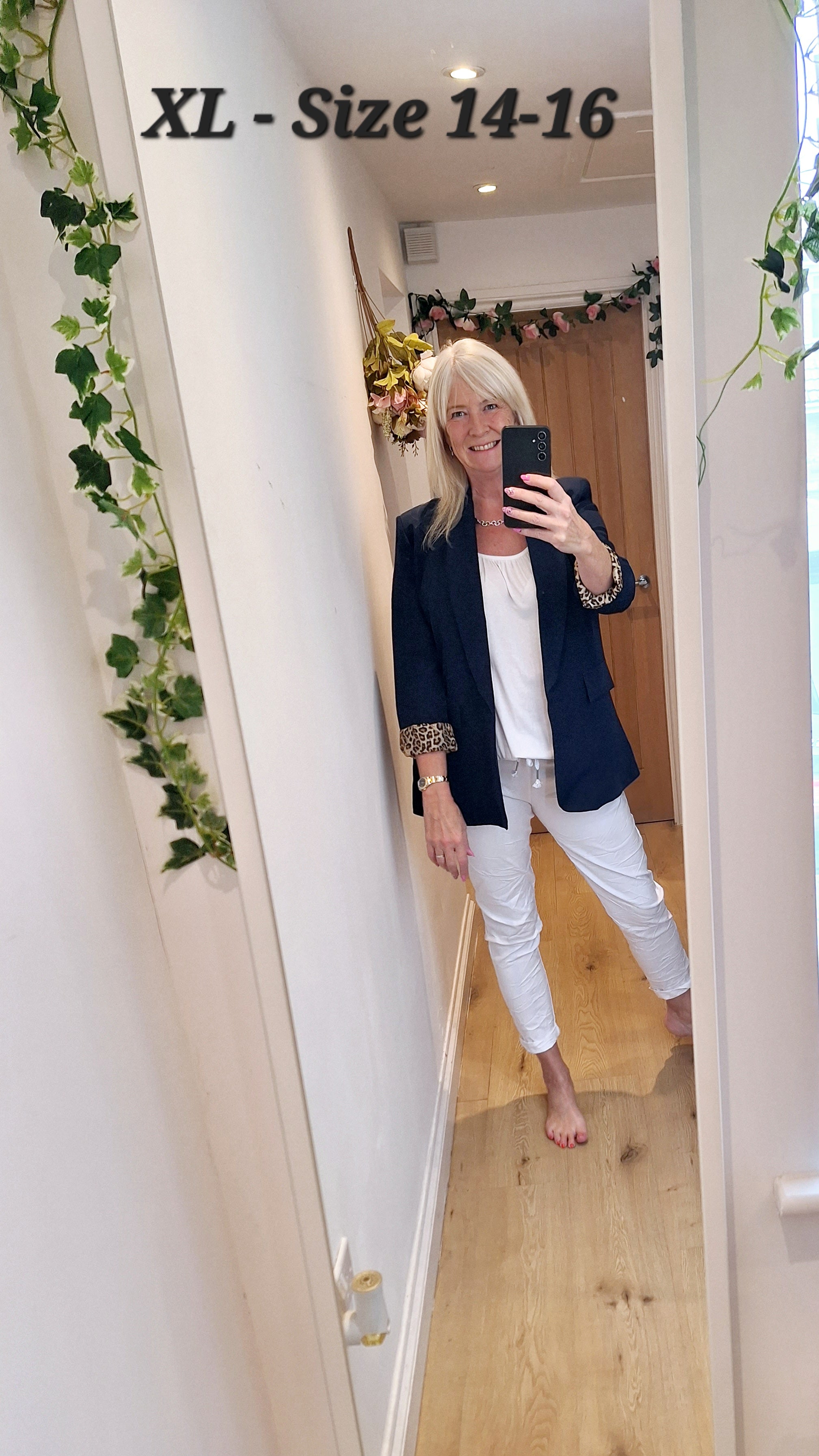 New Navy Leopard Trim Blazer intro price