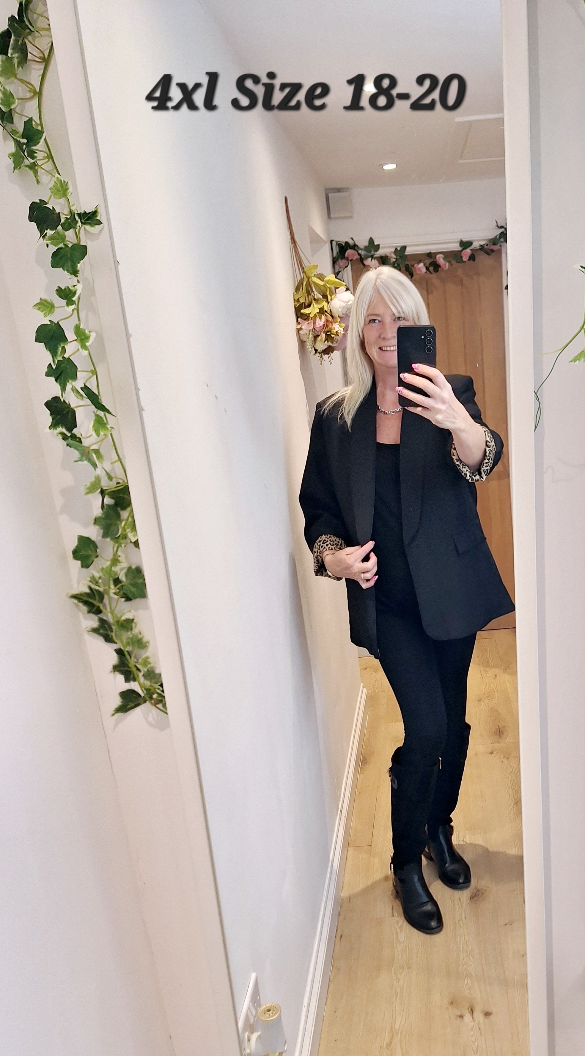 New Black Leopard Trim Blazer intro price Size 18-20