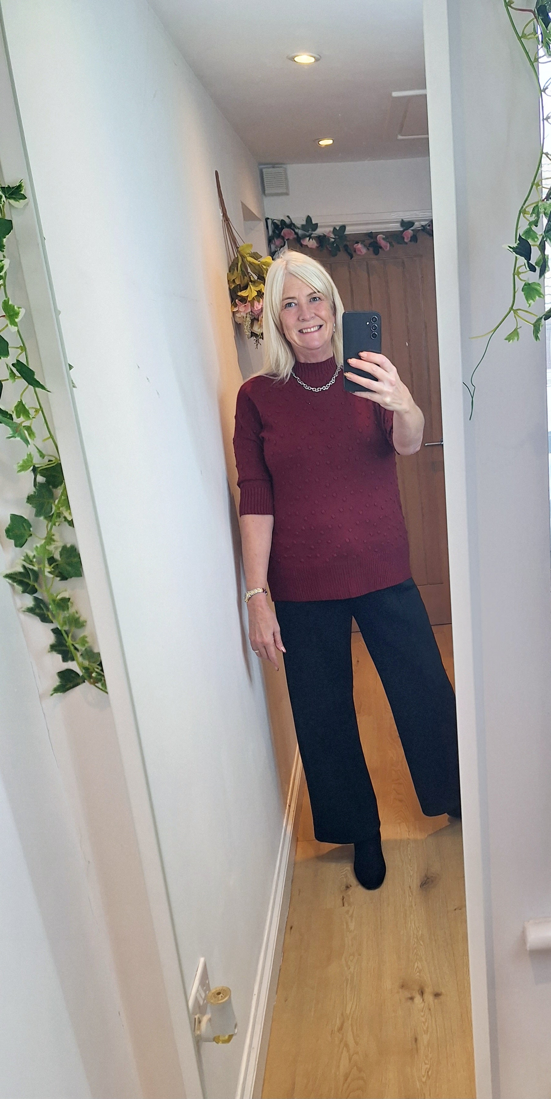 New Lux Bobble Knit Larger Burgundy or Black
