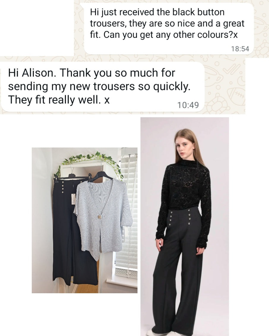 New Silver Button Boot cut Pocket Trousers 4 sizes