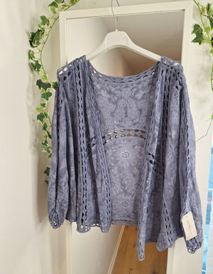 New  Embroidered Shrugs Blue or White