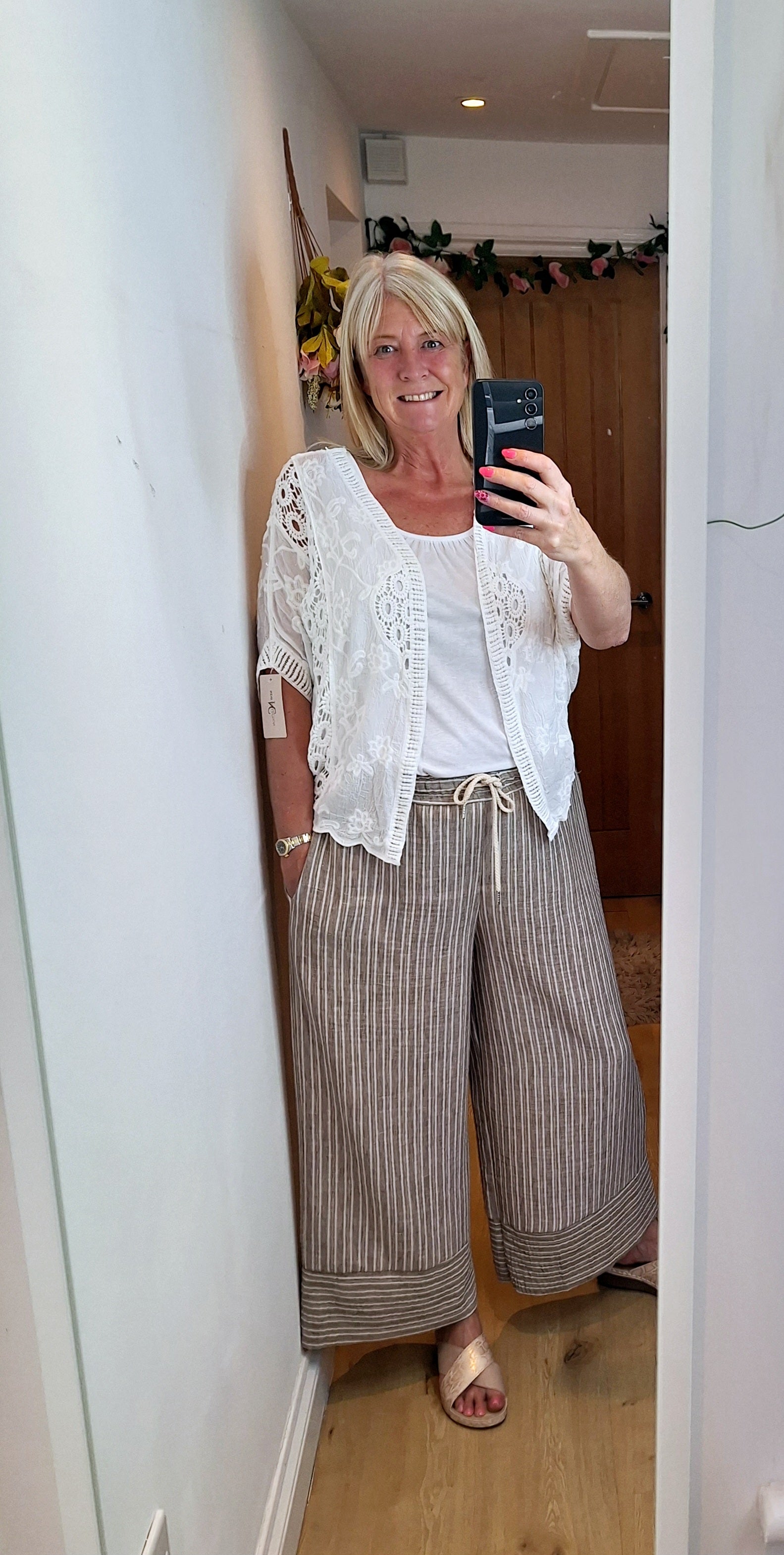 New Spring pinstripe Drawstring Trousers