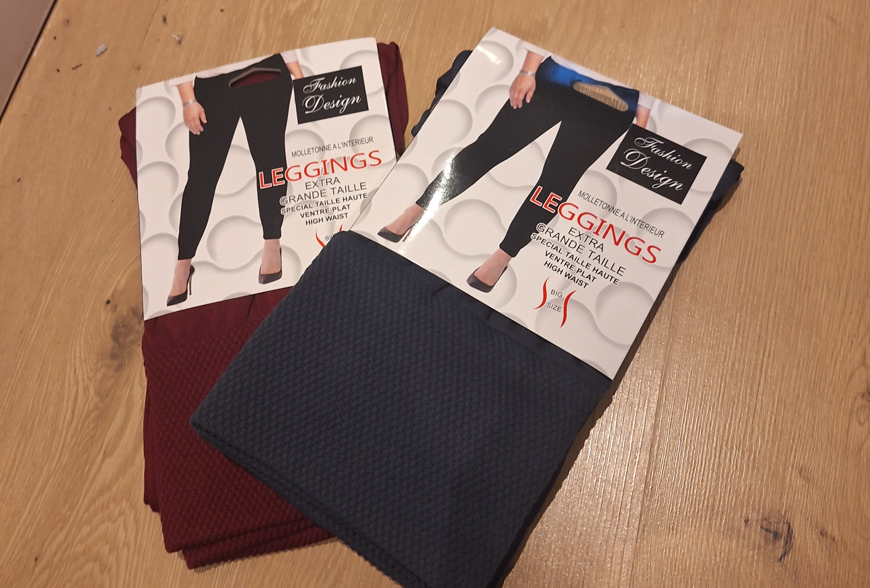 Larger Satine Fleece Leggings suit up to Size 18-20 Black Chacoal and Burgundy