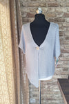 New Silver or Blue Metallic Fleck Lux Gold Button Cardigan
